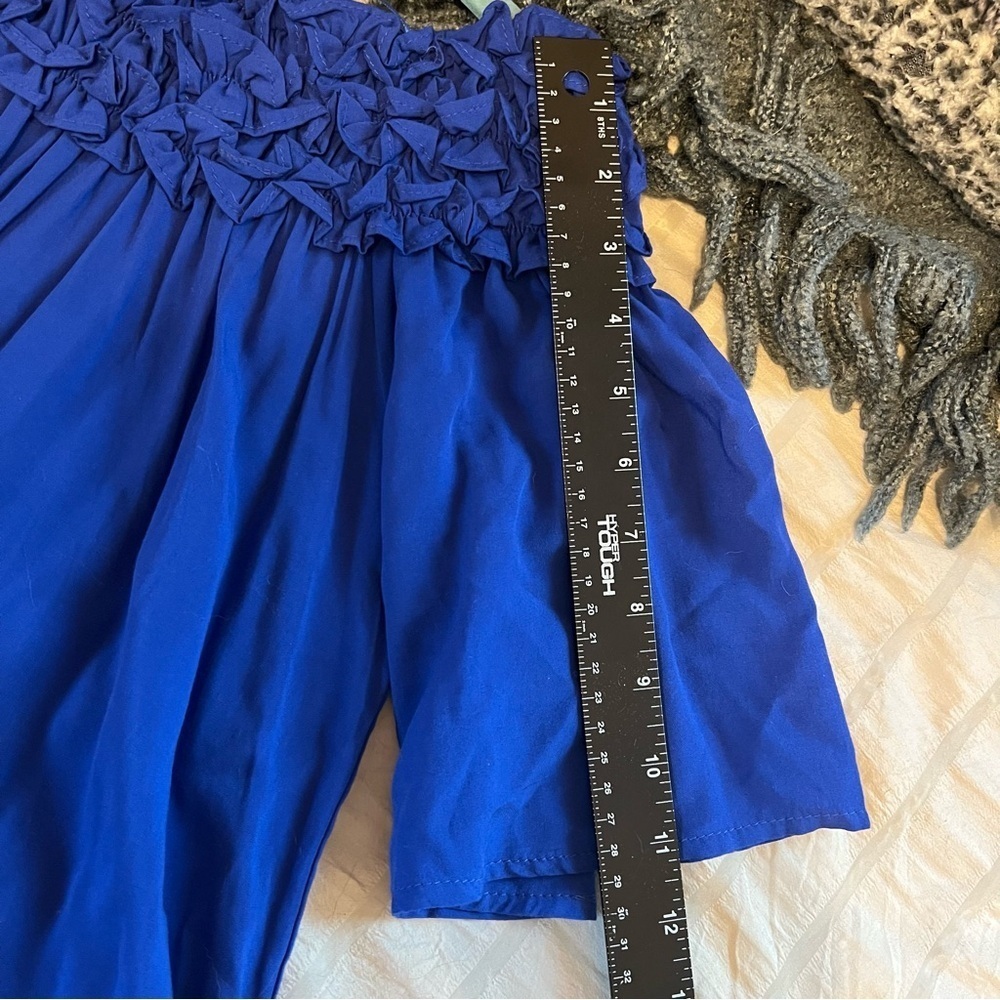 She + Sky Off the shoulder top ruffle royal blue feminine fairycore Size Small - Picture 9 of 10